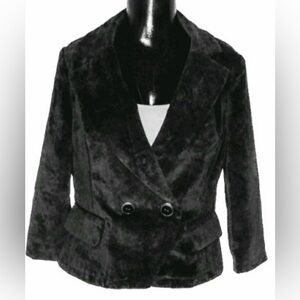 ASHLEY By 26 International velvet black double breasted blazer jacket coat SZ  S